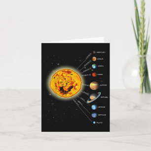 Solar System T Shirt Sun, Distances To Planets Tee Card