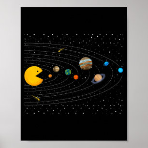 Solar System Video Game Funny Graphic Tees Planet Poster