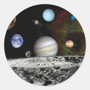 Solar System Voyager Images Montage Space Photos Classic Round Sticker
