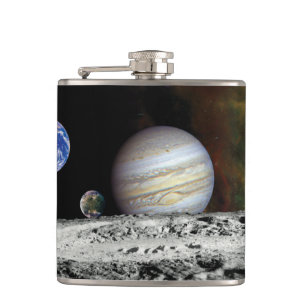 Solar System Voyager Images Montage Space Photos Hip Flask