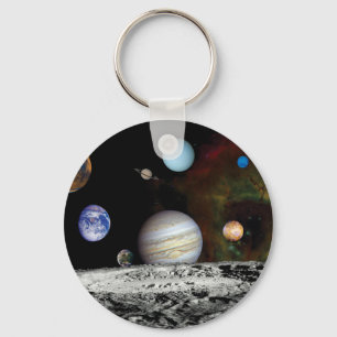 Solar System Voyager Images Montage Space Photos Key Ring