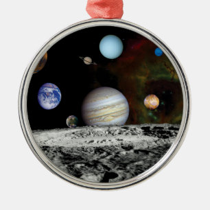 Solar System Voyager Images Montage Space Photos Metal Tree Decoration