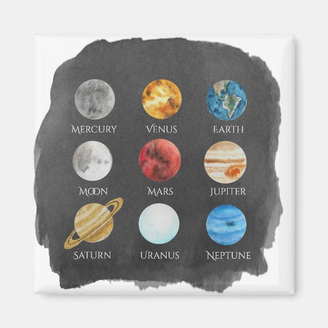 Solar System Watercolor Magnet (Front)