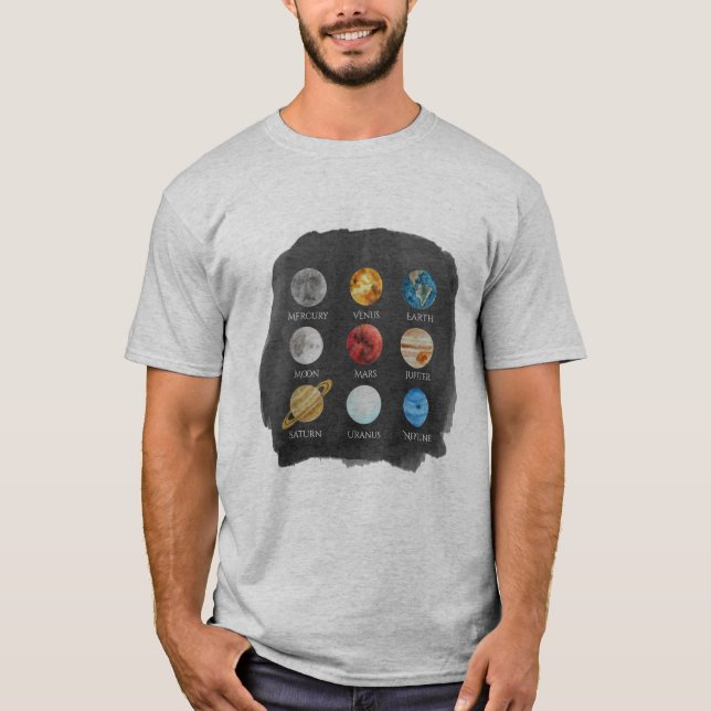 Solar System Watercolor Men's TShirt (Front)