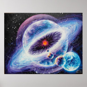 Solar system with heliosphere poster