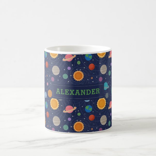 Solar System with Sun and Planets Personalised Coffee Mug (Center)