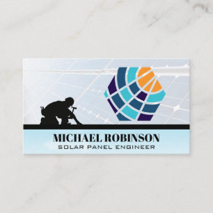 Solar Tech Company Logo   Roof Worker Technician Business Card