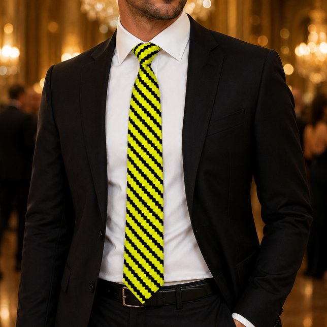 Solar Vanguard | Luxury Black & Yellow Striped  Tie (Creator Uploaded)