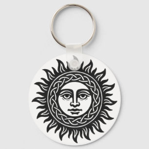 Solar Visage Sigil – Black Sun Emblem Key Ring