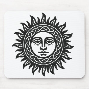 Solar Visage Sigil – Black Sun Emblem Mouse Mat
