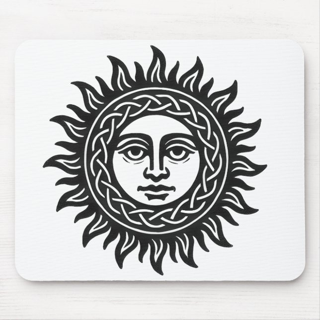 Solar Visage Sigil – Black Sun Emblem Mouse Mat (Front)