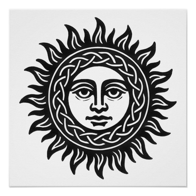 Solar Visage Sigil – Black Sun Emblem Poster (Front)