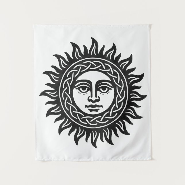 Solar Visage Sigil – Black Sun Emblem Tapestry (Front)
