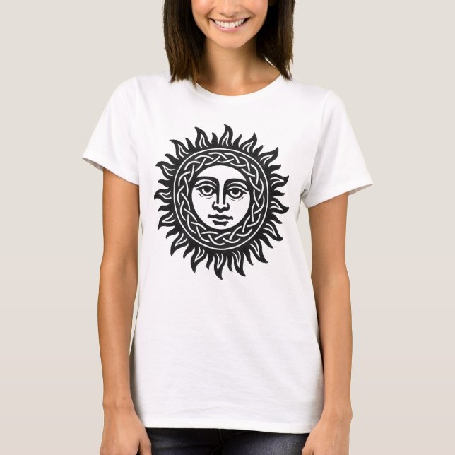 Solar Visage Sigil – Black Sun Emblem Tee (Front)