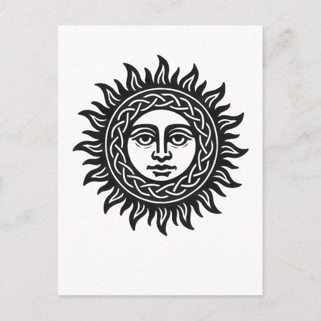 Solar Visage Sigil – Black Sun Emblem Tee Postcard (Front)