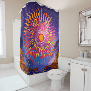 “Solar Whispers in the Sky” The Sun Shower Curtain