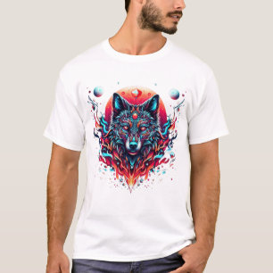 Solar Wolf Totem – Fire & Moonlight Fusion T-Shirt