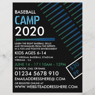 Solarised Baseball Bat, Baseball Camp Advertising Flyer