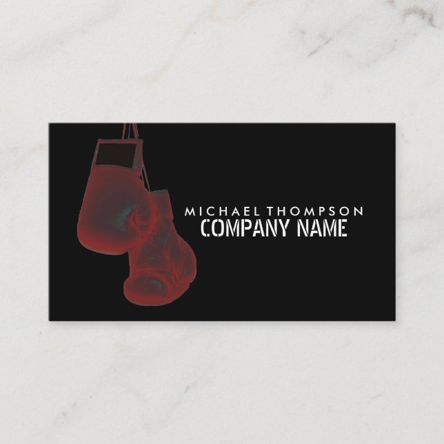 Solarized Boxing Gloves, Boxer, Boxing Trainer Business Card (Front)