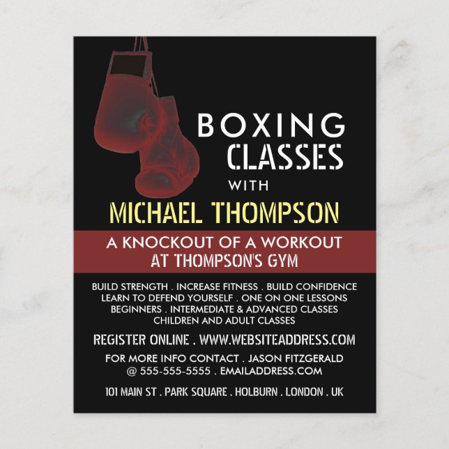 Solarized Boxing Gloves, Boxing Class Advert Flyer (Front)
