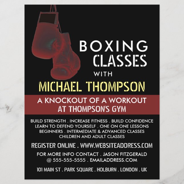 Solarized Boxing Gloves, Boxing Class Advert Flyer (Front)
