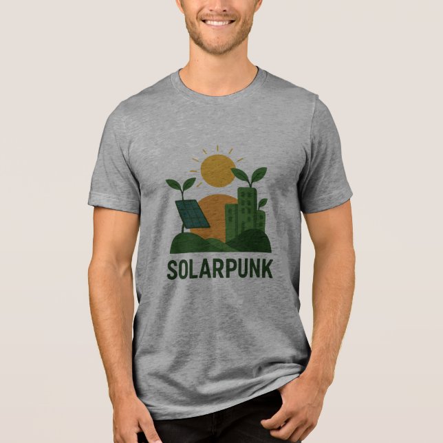 Solarpunk Dreamscape – Futuristic Nature Harmony A Tri-Blend Shirt (Front)