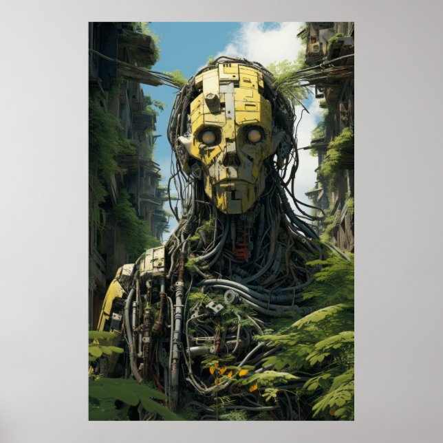 Solarpunk Redshift Crumbling City Poster (Front)