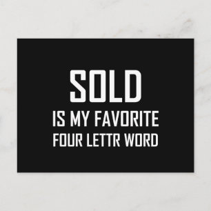 Sold Favourite Four Letter Word Funny Postcard