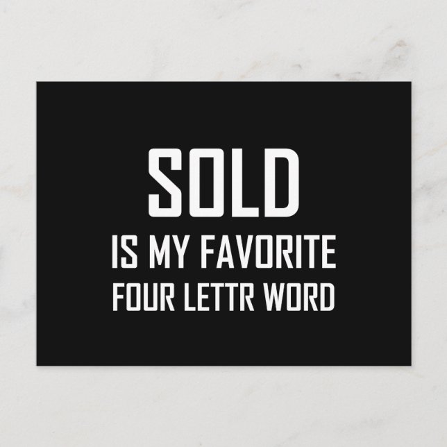 Sold Favourite Four Letter Word Funny Postcard (Front)