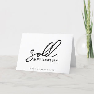 Sold Happy Closing Day Real Estate Thank You Card