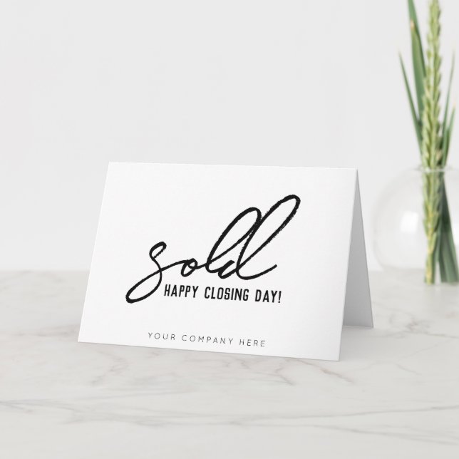 Sold Happy Closing Day Real Estate  Thank You Card (Front)