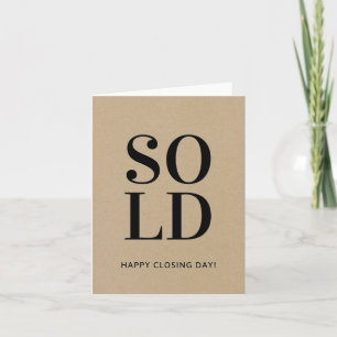 SOLD Kraft Paper Happy Closing Day Real Estate Card