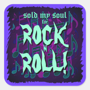 Sold My Soul for Rock n Roll Blue Green Purple Square Sticker