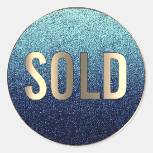 Sold Out Blue Dee Sepia Metallic Real Estate Agent Classic Round Sticker (Front)
