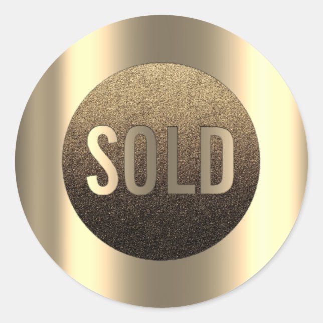 Sold Out Deep Sepia Metallic Real Estate Agent Classic Round Sticker (Front)