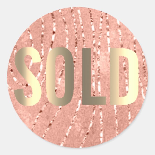 Sold Out Glitter Blush Faux Gold Real Estate Agent Classic Round Sticker (Front)