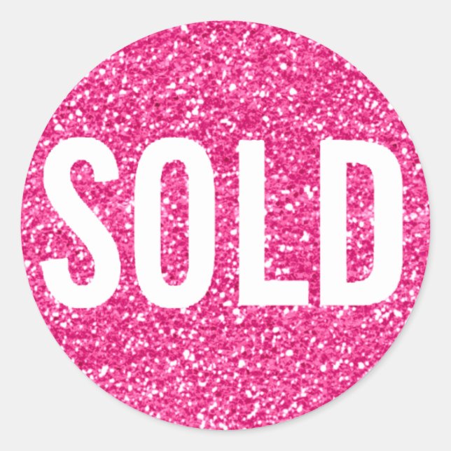 Sold Out Glitter Fuchsia Pink  Real Estate Agent Classic Round Sticker (Front)