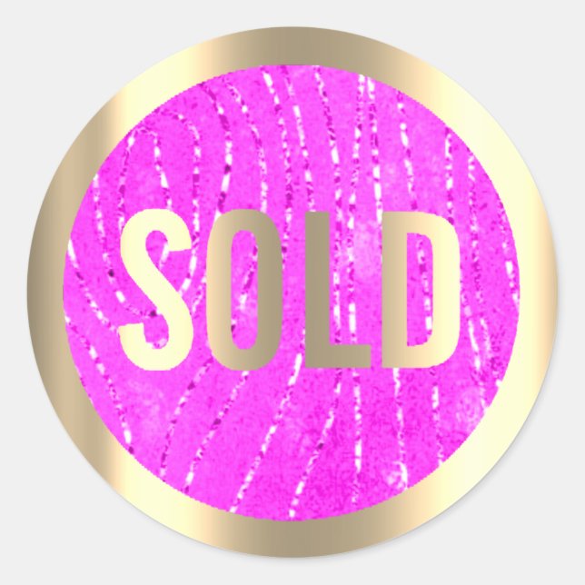 Sold Out Gold Pink Fuchsia Lux Estate Agent Classic Round Sticker (Front)