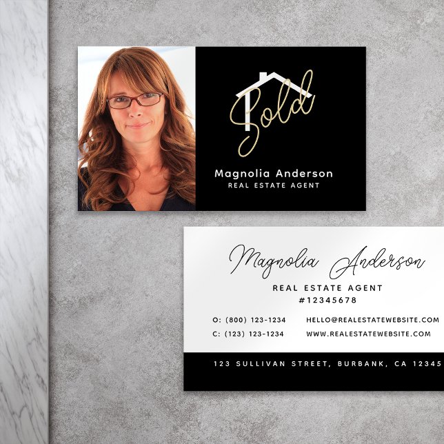 Sold Photo Real Estate Agent  Business Card (Creator Uploaded)