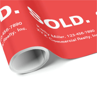 SOLD Real Estate Marketing | Minimalist Bold Red  Wrapping Paper