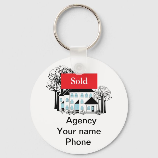 Sold Real Estate Promote Your Business Key Ring (Front)