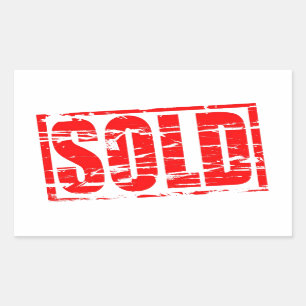 Sold Red rubber stamp effect Rectangular Sticker