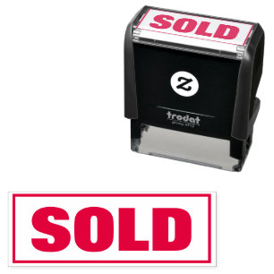 SOLD red self-inking rubber stamp for business