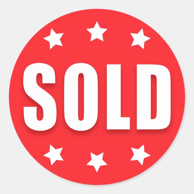 Sold retail stickers with stars, red and white (Front)
