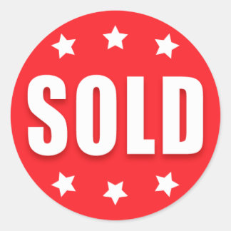 Sold retail stickers with stars, red and white