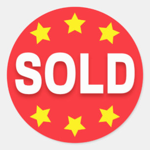 Sold retail stickers with stars, red white yellow