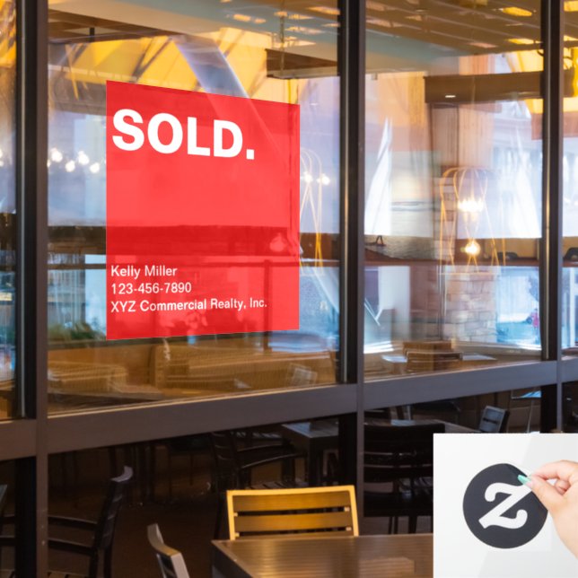 SOLD Sign Commercial Realty Marketing Customised  (Restaurant Window)