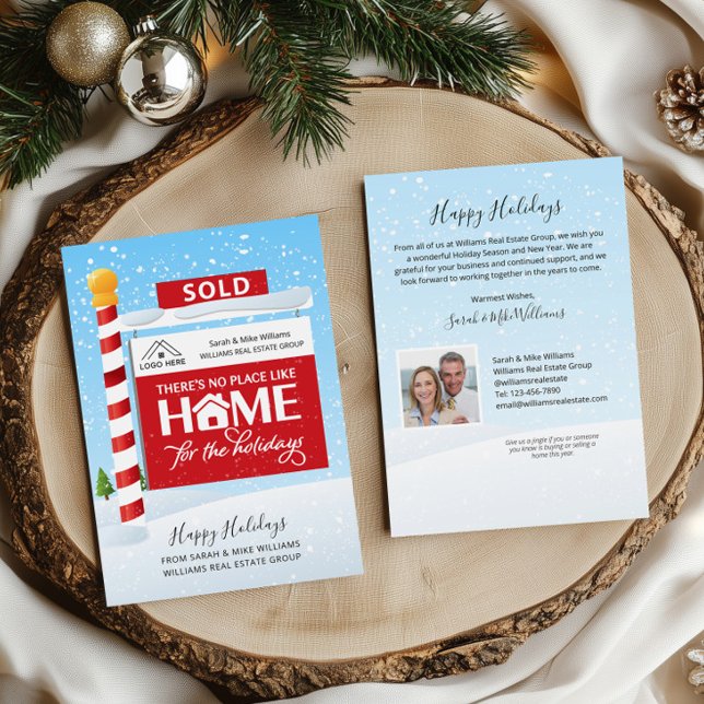 Sold Sign Photo Real Estate Christmas Holiday Card (Sold Real Estate Christmas Cards)