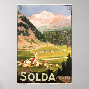 SOLDA SULDEN ITALY Mountain Vintage Italian Travel Poster