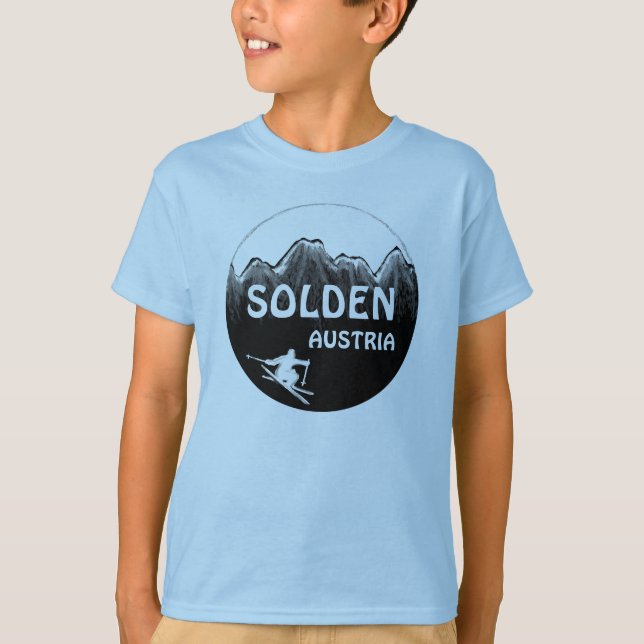 Solden Austria blue boys ski art tee (Front)